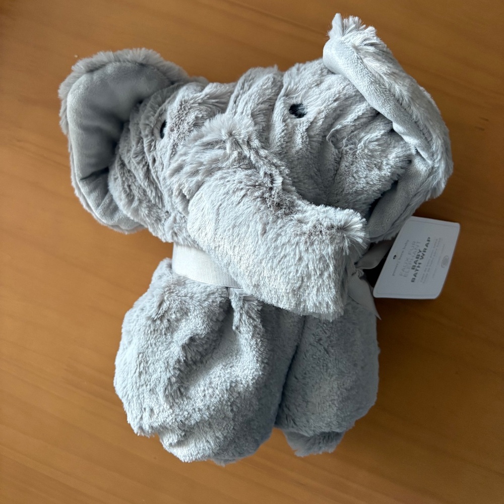 Pottery Barn Kids Faux Fur Elephant bath wrap